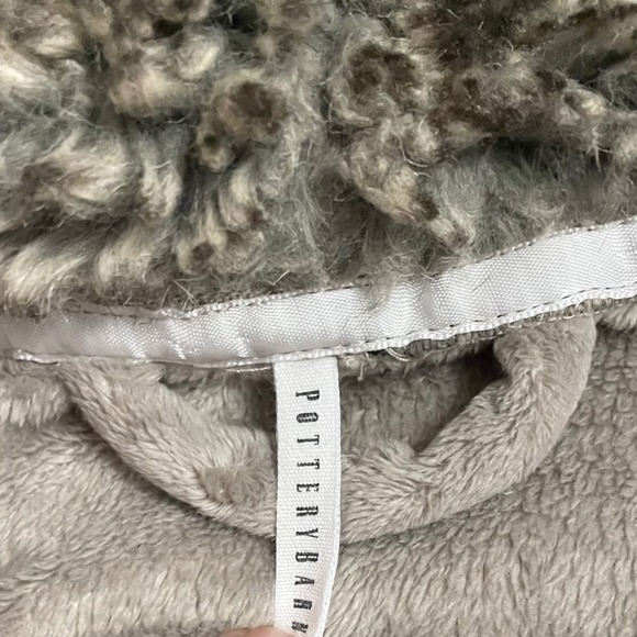 Pottery Barn Plush Cozy Ombre Robe Large Gray Sherpa Trim Hooded Loungewear - Picture 2 of 7